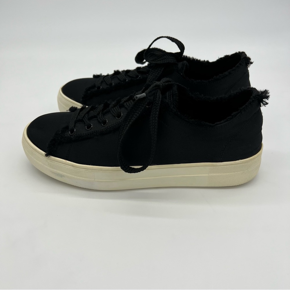 Steve Madden Greyla Black Platform Sneakers US 10M Frayed Canvas Shoes - Picture 4 of 9